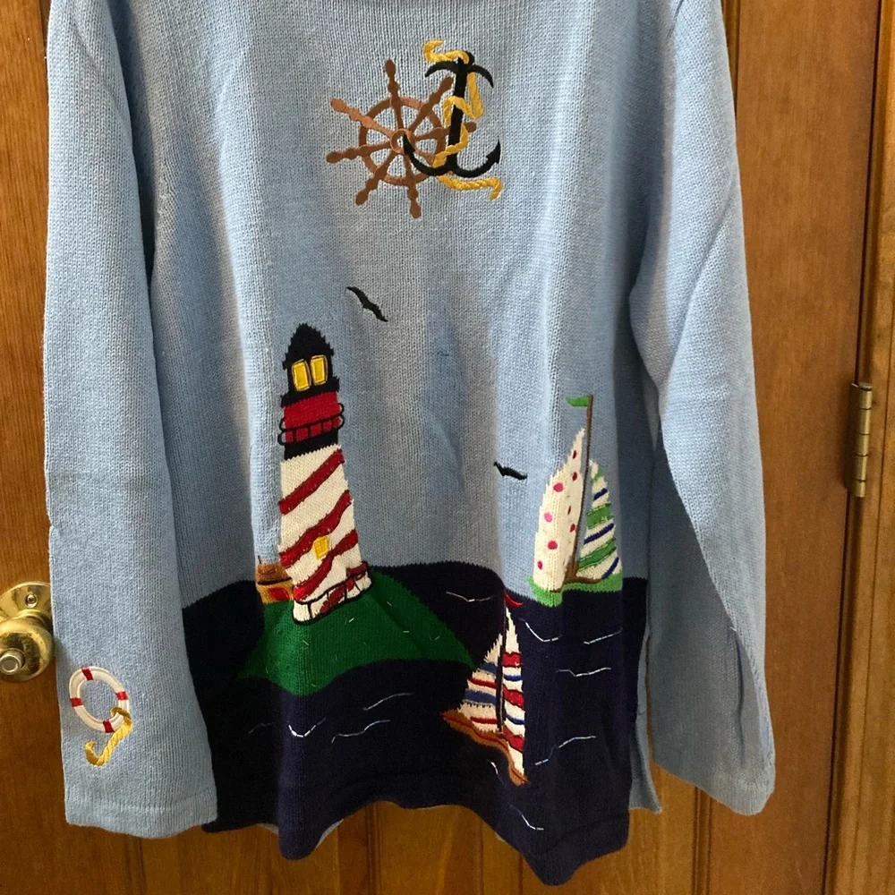 Nautical embroidered Quaker factory large sweater